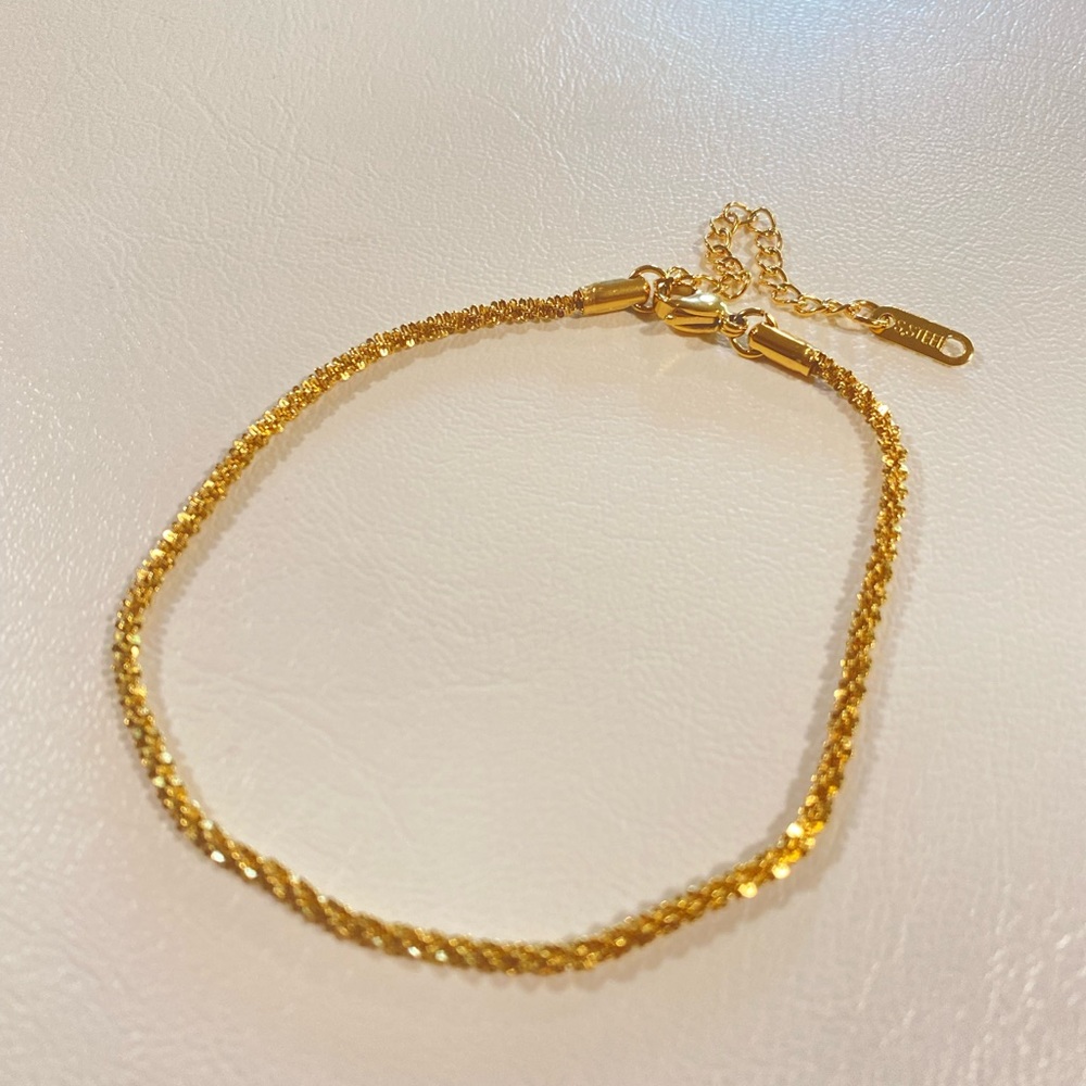 Anklet Gold Stainless Steel Bracelet with Adjustable Link Chain